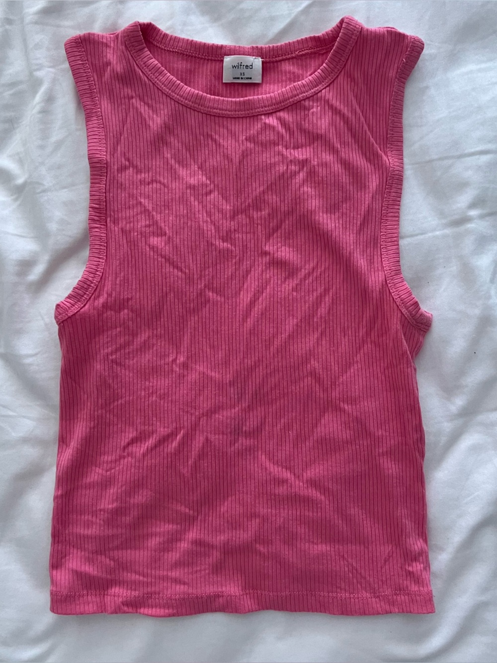 Aritzia Wilfred Ribbed Tank Top in Bright Pink XS